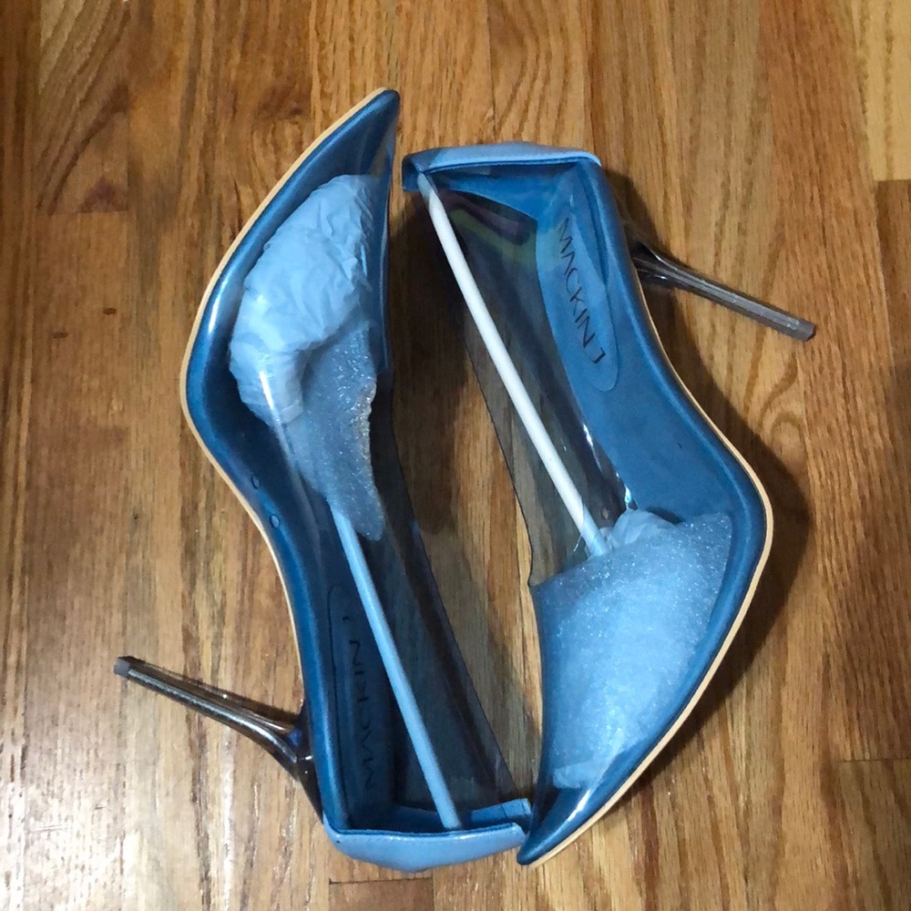 Fancy clear blue stilettos